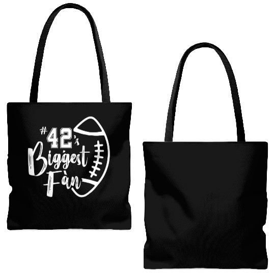 Number 42 s Biggest Fan Tote Bags (AOP) Football Mom Dad Fa