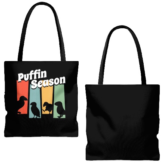 Funny Puffin Season Retro Vintage Puffin Lover Tote Bags (AOP)