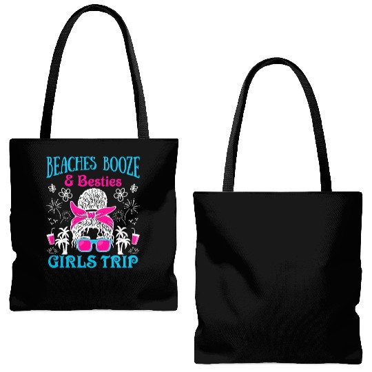 Beaches Booze Besties Girls Trip Spring Break Tote Bags (AOP)