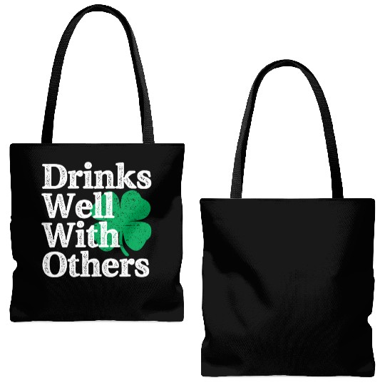 Drinks Well With Others St Patricks Day Tote Bags (AOP)