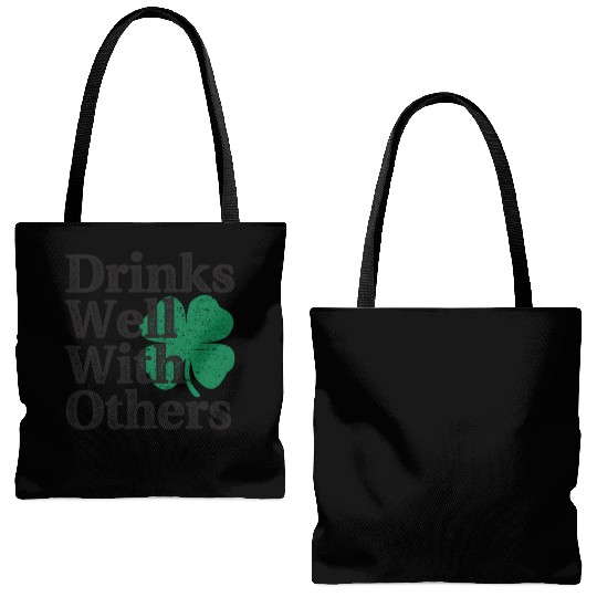 Drinks Well With Others St Patricks Day Tote Bags (AOP)