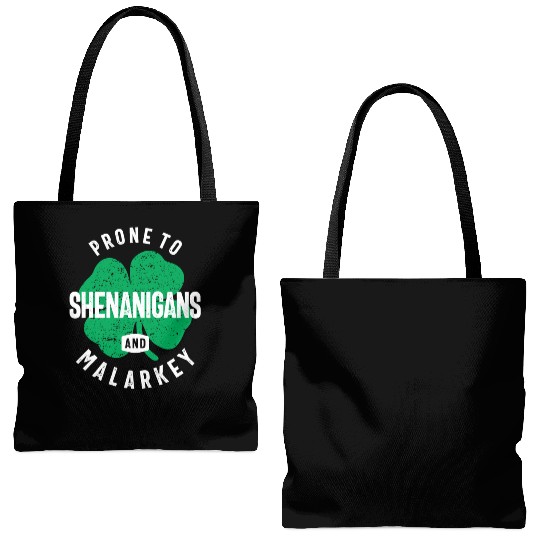 Prone To Shenanigans and Malarkey St Patricks Day Tote Bags (AOP)