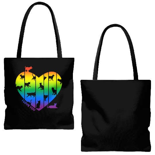 Rainbow Heart and Funny Cats. Cats are in my Heart Tote Bags (AOP)