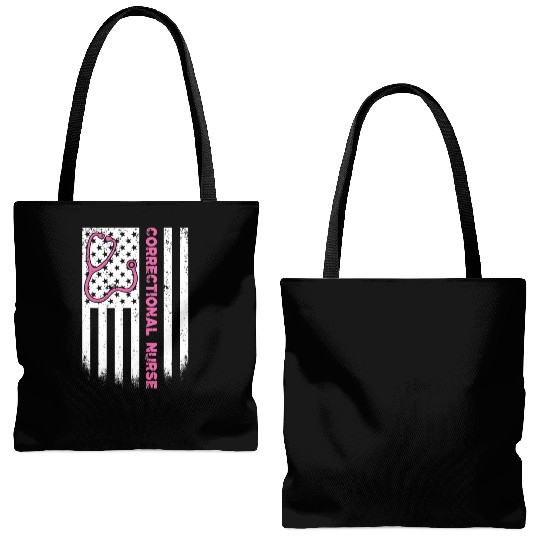 Correctional Nurse American flag US Stethoscope RN Tote Bags (AOP)
