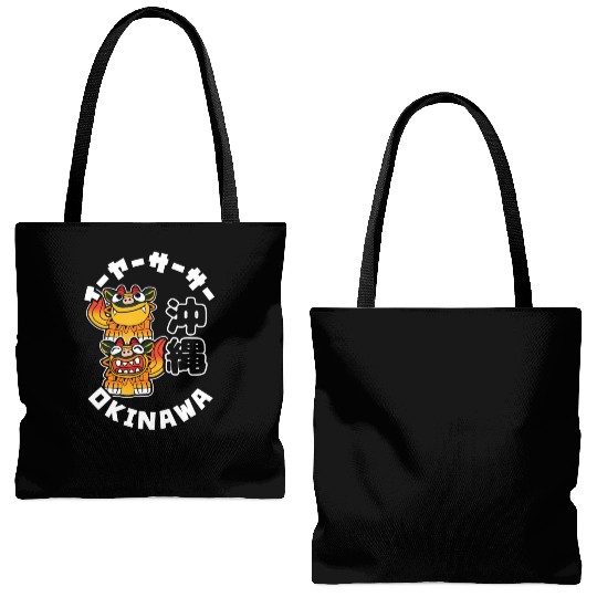 Okinawa Japan Shisa Guardian Lions Okinawa Japanes Tote Bags (AOP)