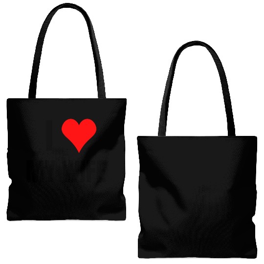 I Heart My Wife, Happy Husband, Happy Wife Tote Bags (AOP)