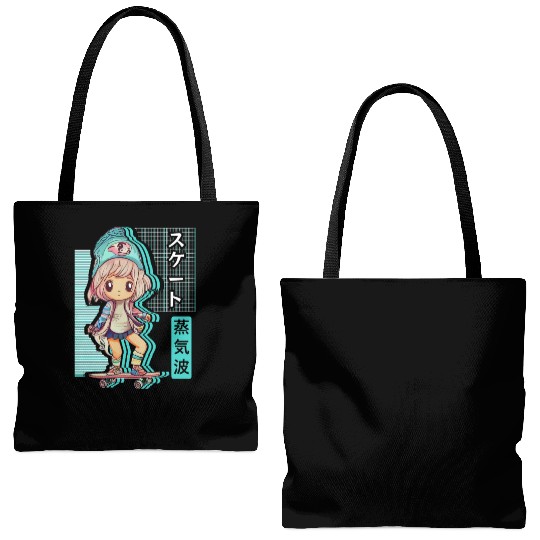 Skater Chibi Anime Skateboard Japanese Vaporwave A Tote Bags (AOP)