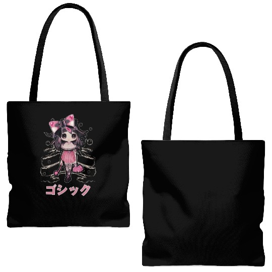 Gothic Lolita Chibi Witch Kawaii Anime Wicca Tote Bags (AOP)