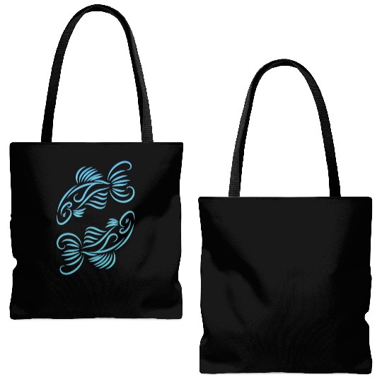 Pisces Zodiac Fish Water Sign Blue Green Tote Bags (AOP)