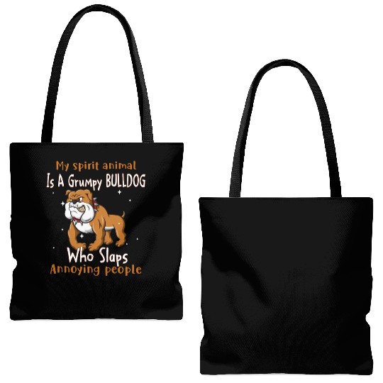 My Spirit animal Is A Grumpy Bulldog Tote Bags (AOP)