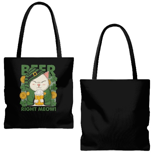 Beer Right Meow Tote Bags (AOP)