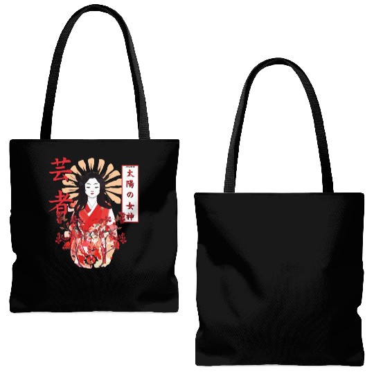 Amaterasu Omikami Cherry Blossom Sun Goddess Tote Bags (AOP)
