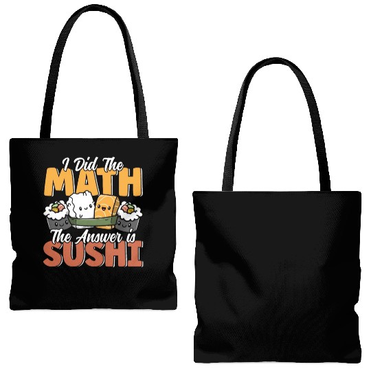 Funny Sushi Math Cute Kawaii Japanese Cuisine Tote Bags (AOP)