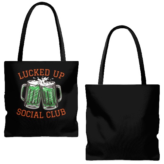 Lucked Up Soociial Clubb, Green Beer, Irish Group Dri Tote Bags (AOP)
