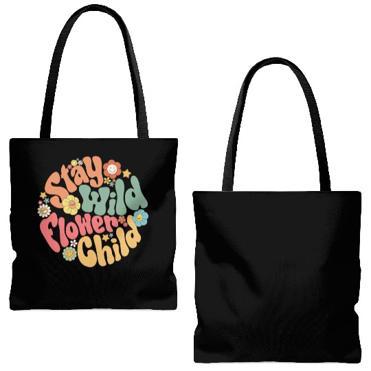 Stay Wild Flower Child Tote Bags (AOP)
