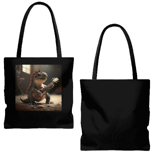 Mini dino cute music guitar acoustic concert Tote Bags (AOP)