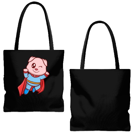 cute super pig cartoon icon illustration gifts Tote Bags (AOP)