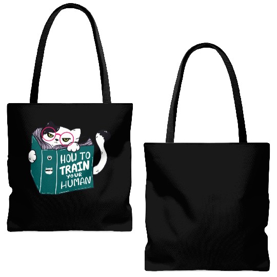 How To Train Your Human Funny Cat with Sunglasses Tote Bags (AOP)