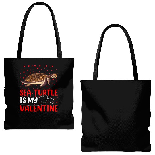 Sea Turtle Fish Lover Funny Sea Turtle Is My Valen Tote Bags (AOP)