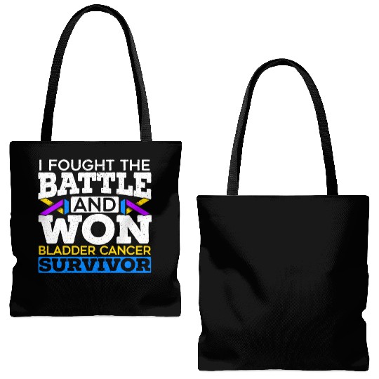 Fought The Battle And Won Bladder Cancer Survivor Tote Bags (AOP)