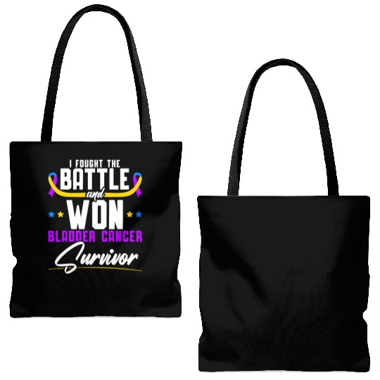 Fought The Battle And Won Bladder Cancer Survivor Tote Bags (AOP)