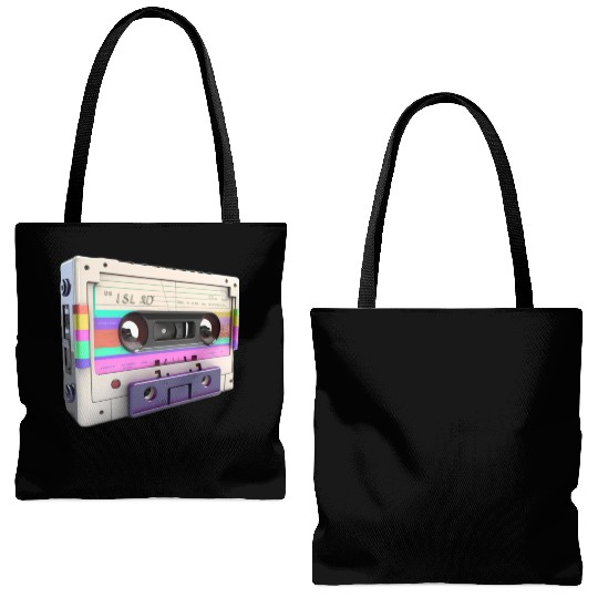 80s Music Cassette Tape : 3D, Neon, 80s songs Tote Bags (AOP)