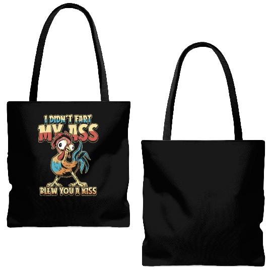 Rooster Cock Humor Tote Bags (AOP)