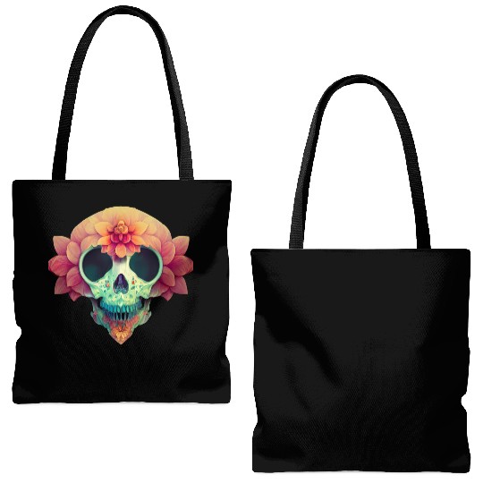 Floral Skull Candy Tote Bags (AOP)