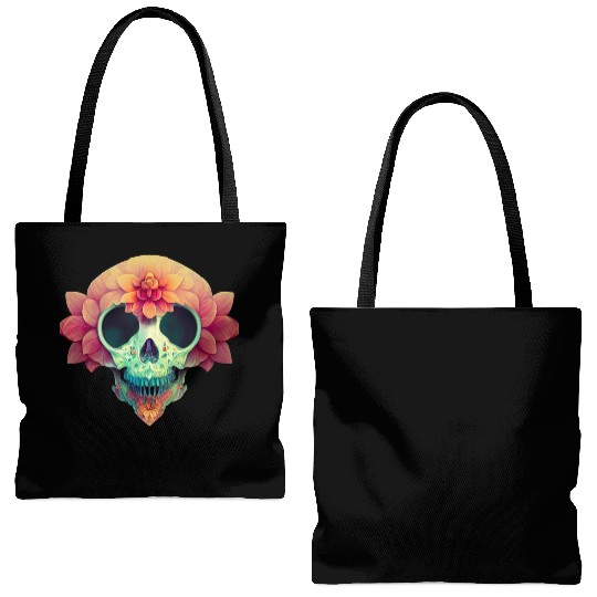Floral Skull Candy Tote Bags (AOP)