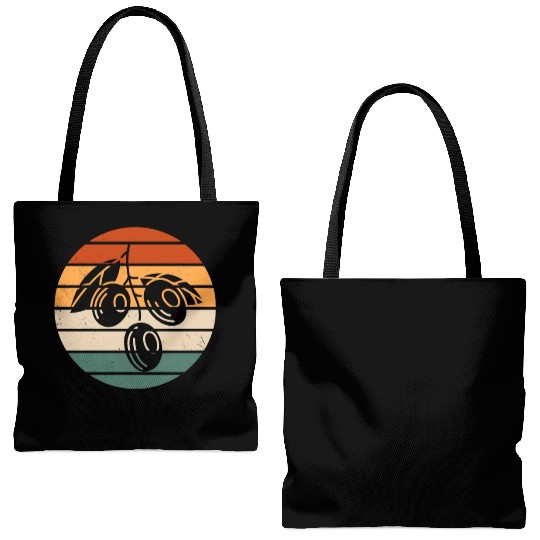 Retro Green Olive Design Tote Bags (AOP)