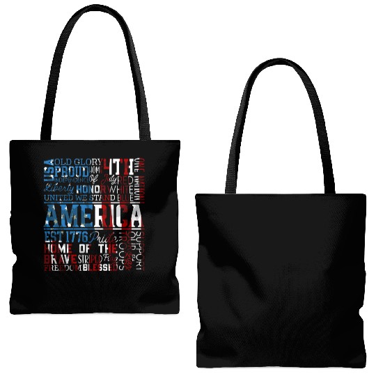 Patriotic Veteran USA Flag American Memorial Day Tote Bags (AOP)