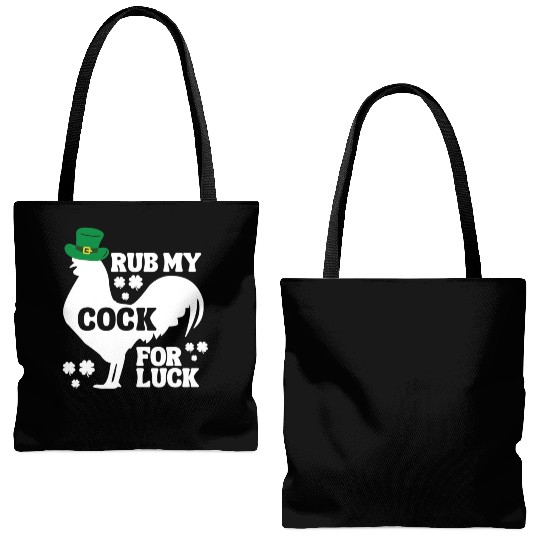 Rub My Cock for Good Luck, Funny St Patrick's Day Tote Bags (AOP)