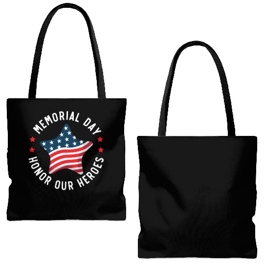 Patriotic Veteran USA Flag American Memorial Day Tote Bags (AOP)