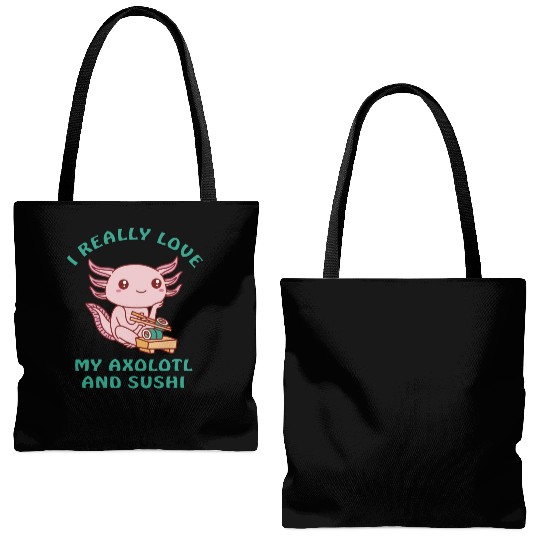 I love sushi and my axolotl Tote Bags (AOP)