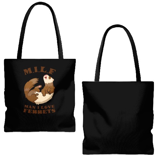 I Heart MILFs Man I Love Ferrets Lover Funny Ferre Tote Bags (AOP)