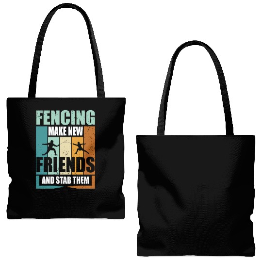 Funny Fencing Make New Friends And Stab Them Tote Bags (AOP)