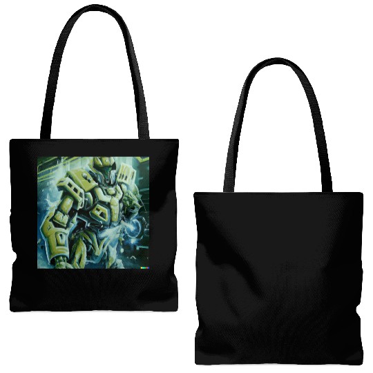 Futuristic Cyborg Graffiti Art Tote Bags (AOP)