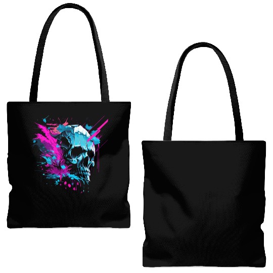 Vaporwave Skull Retro Gothic Punk Urban Streetwear Tote Bags (AOP)