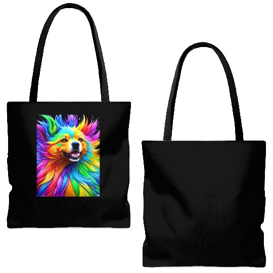 Labrador Retriever with rainbow splashes of colors Tote Bags (AOP)