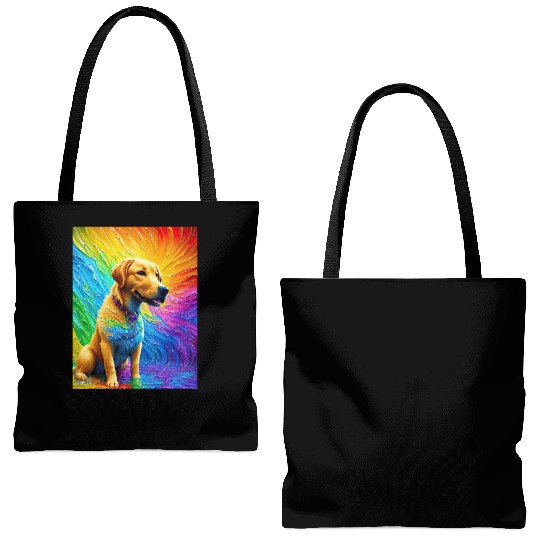 Labrador Retriever with rainbow splashes of colors Tote Bags (AOP)