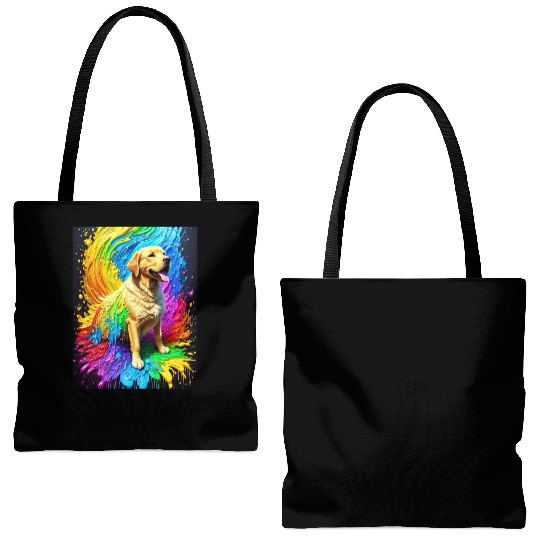Labrador Retriever with rainbow splashes of colors Tote Bags (AOP)