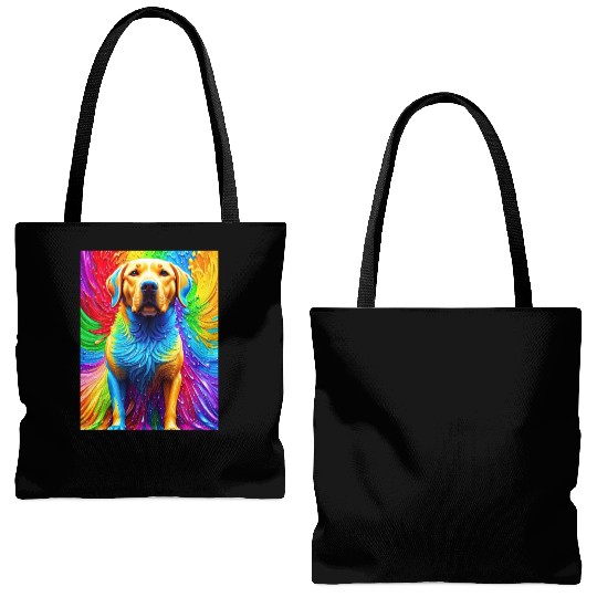 Labrador Retriever with rainbow splashes of colors Tote Bags (AOP)