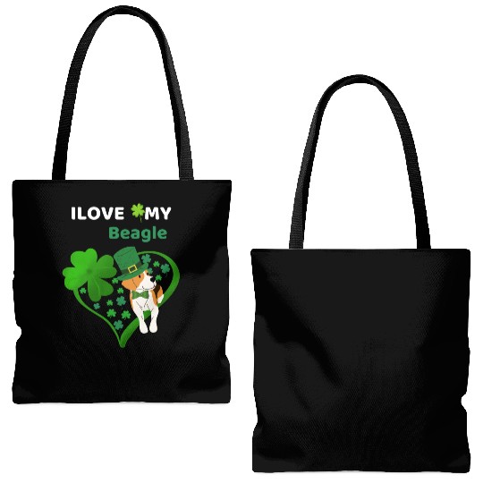 Irish Shamrock St Patrick's Day Beagle Cool Tote Bags (AOP)