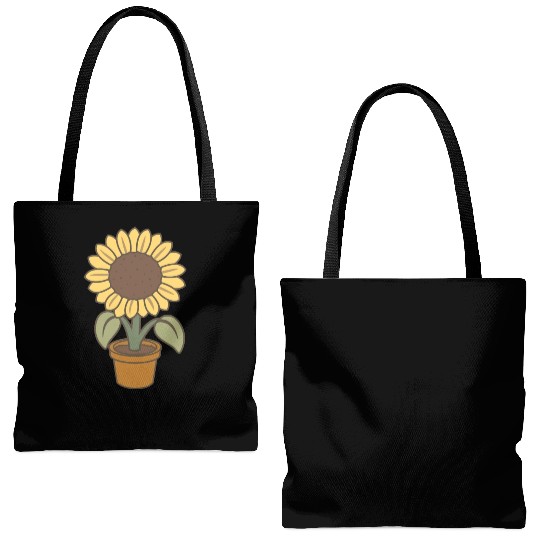 Sunflower Pot Flower Tote Bags (AOP)