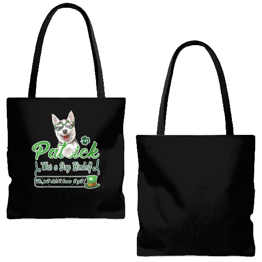 Funny Husky Dog Breed Saint Patricks Day St Paddy Tote Bags (AOP)