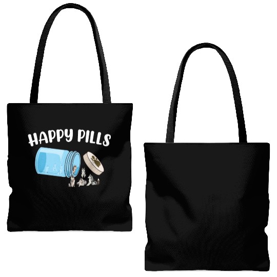 Happy Pills Siberian Husky Funny Dog Lover Humor Tote Bags (AOP)