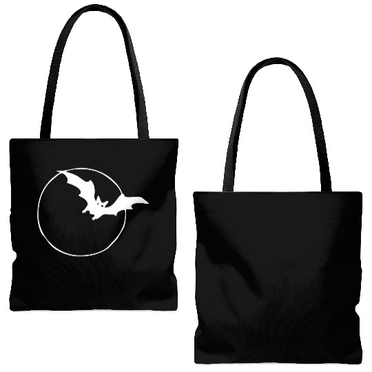 Bat & Moon White Tote Bags (AOP)