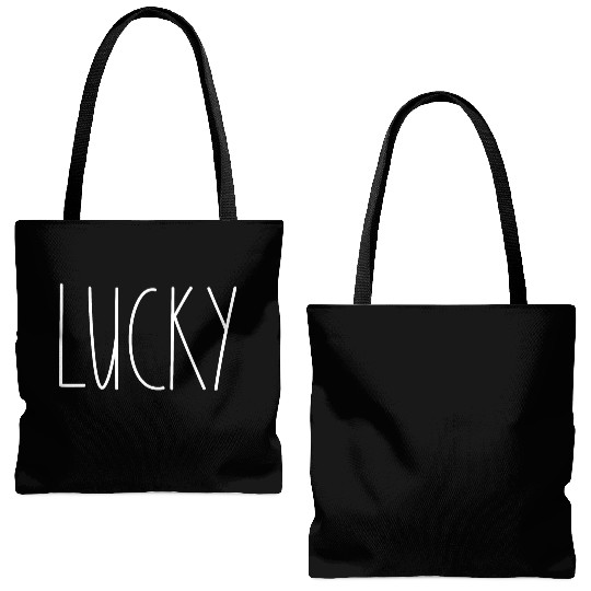 Lucky White Rae Dunn Inspired Minimalist Decor Tote Bags (AOP)