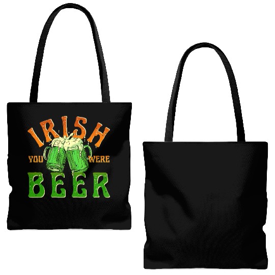 IRISH YOU WERE BEER FUNNY Tote Bags (AOP)