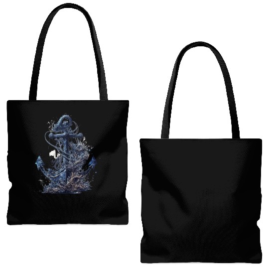 navy sailing anchor Tote Bags (AOP)